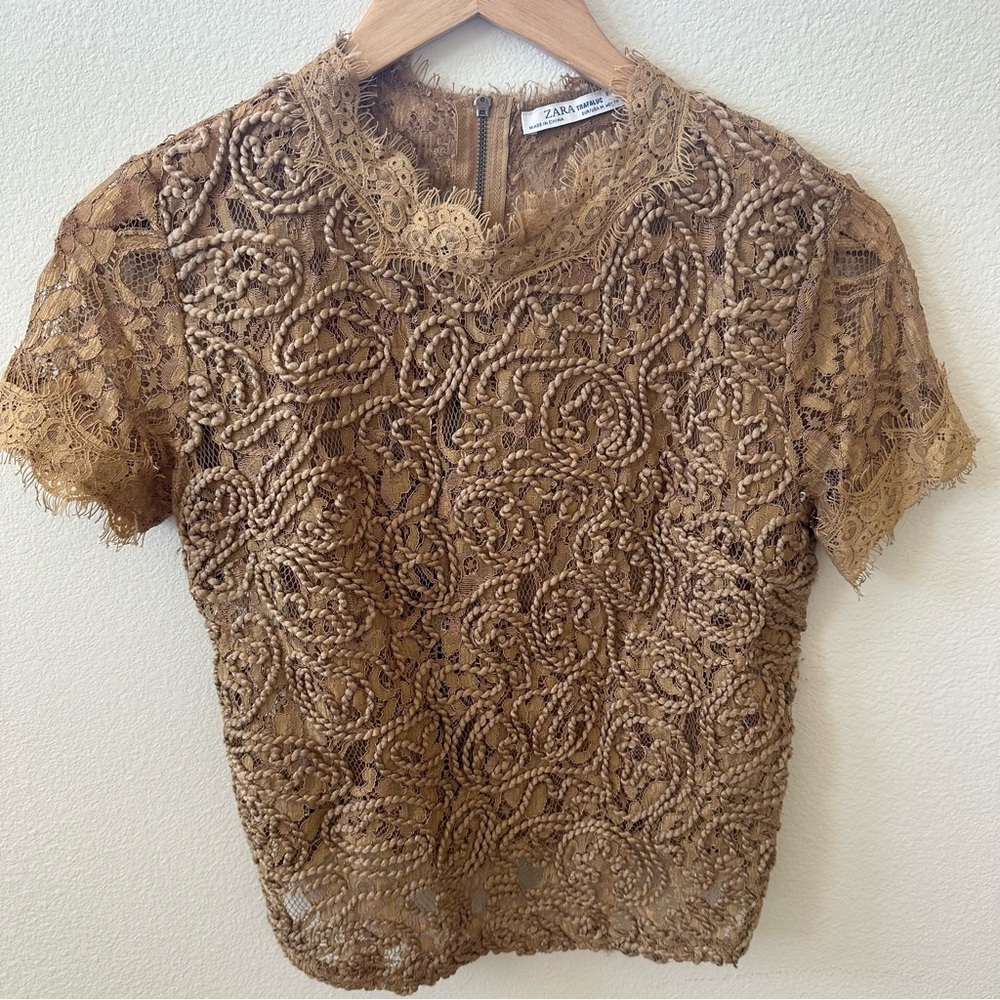 Beautiful gold lace Zara top size M